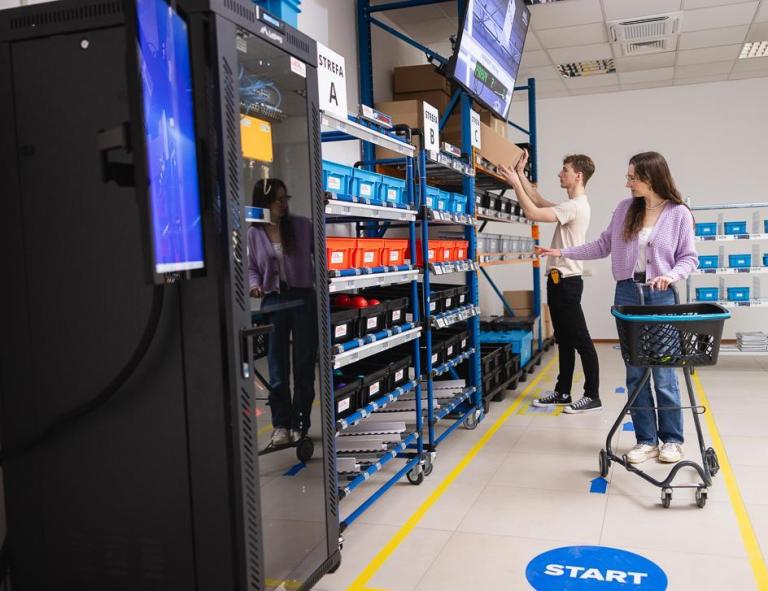 Logistyka | Studia I stopnia w Bydgoszczy | Uniwersytet WSB Merito Bydgoszcz: Główna grafika: Bydgoszcz-studia I stopnia-studenci podczas zajęć