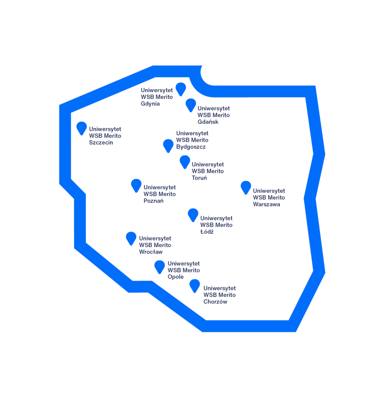 Poznaj nas | Uniwersytet WSB Merito Łódź: Mapa uczelni grupy MERITO